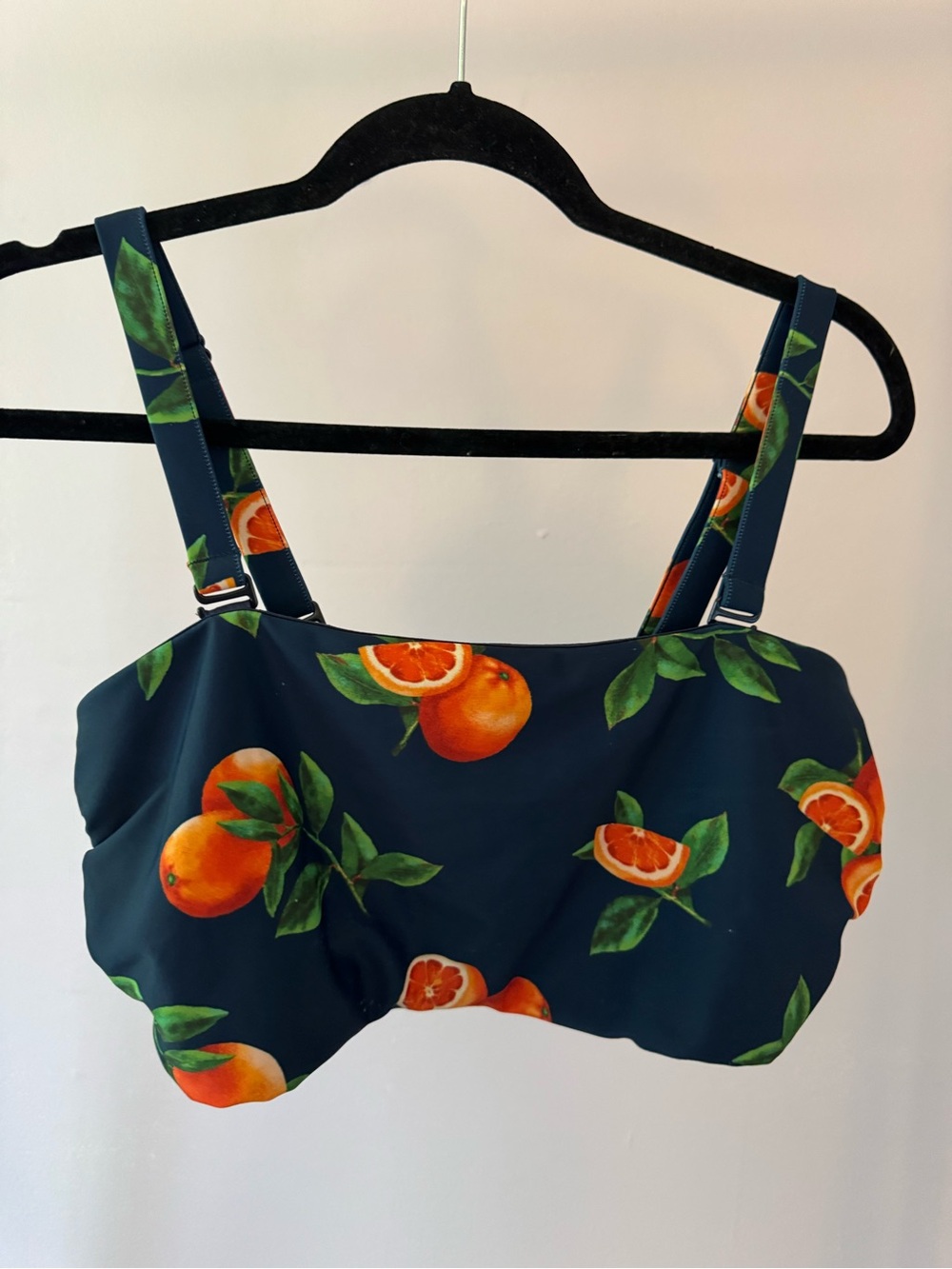 Old Navy Navy Bandeau Bikini Top with Orange Citrus Print, removable straps